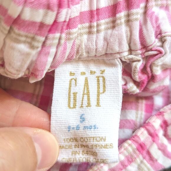 Vtg Baby Gap Pinafore Dress Girls Sz 3-6m Pink Seersucker Plaid Summer 90s - Picture 4 of 5